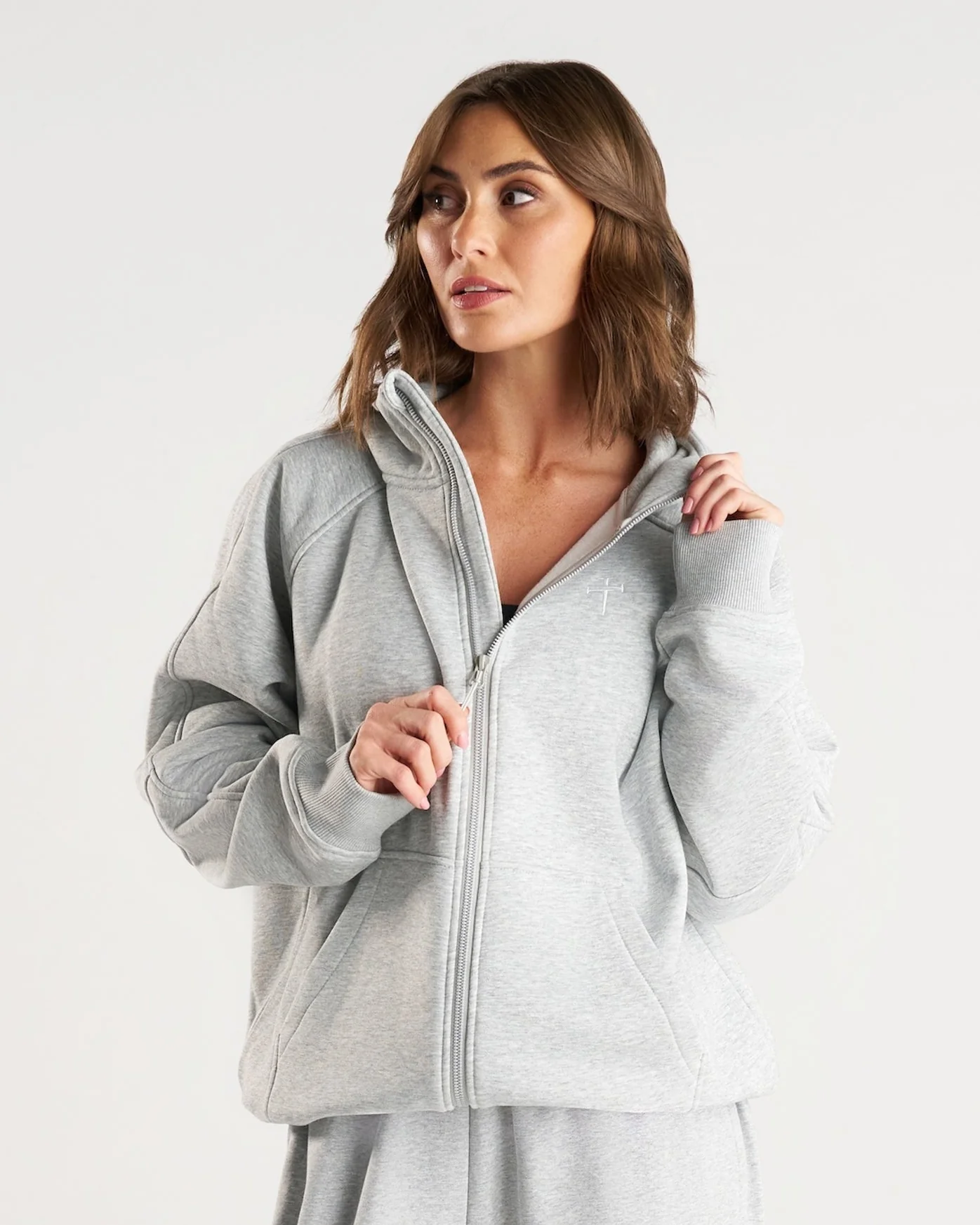 Signature Fleece Full Zip Hoodie - Heather Grey - Image 3