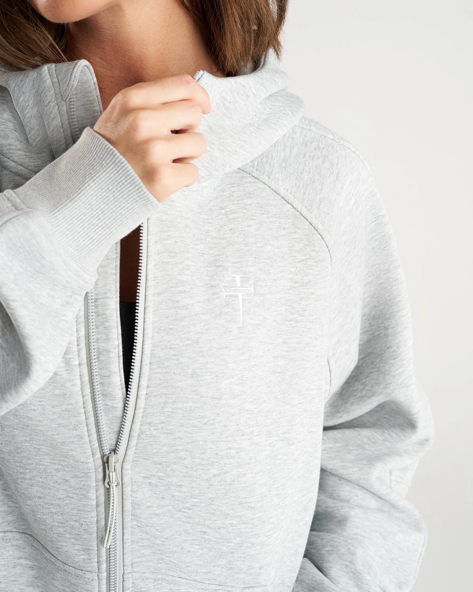 Signature Fleece Full Zip Hoodie - Heather Grey - Image 5