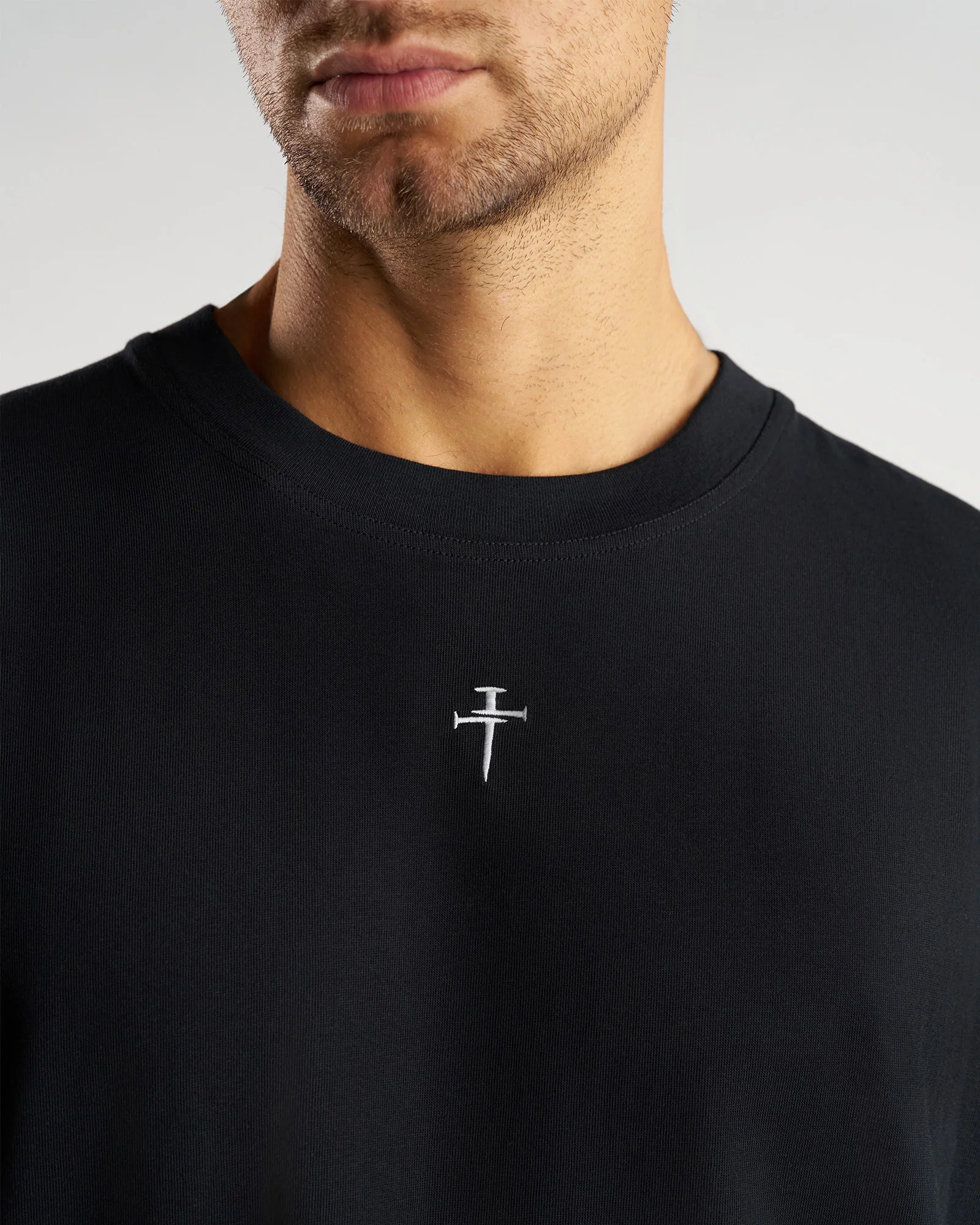 Heavyweight Cotton Oversized Long Sleeve "FHG" - Black - Image 3