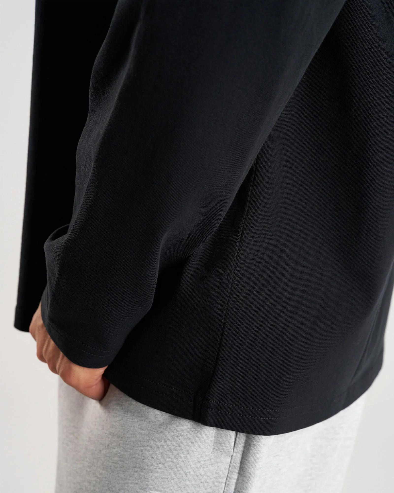 Heavyweight Cotton Oversized Long Sleeve "FHG" - Black - Image 4