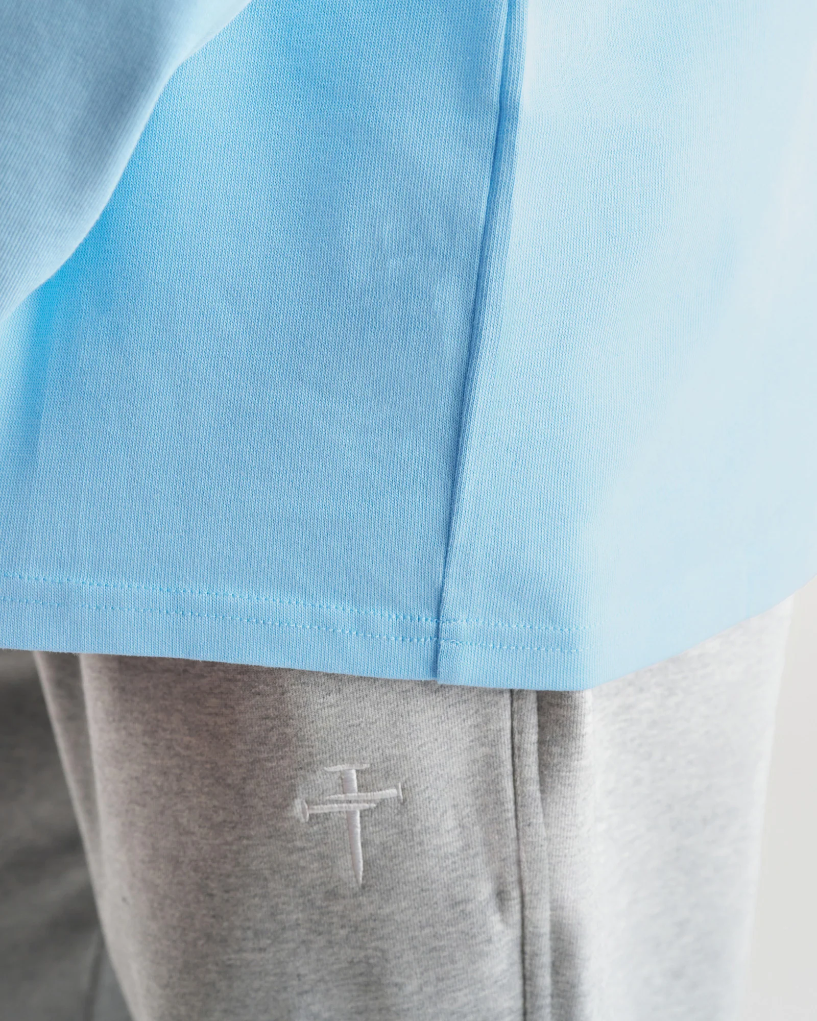 Heavyweight Cotton Oversized Long Sleeve "FHG" - Sky Blue - Image 4