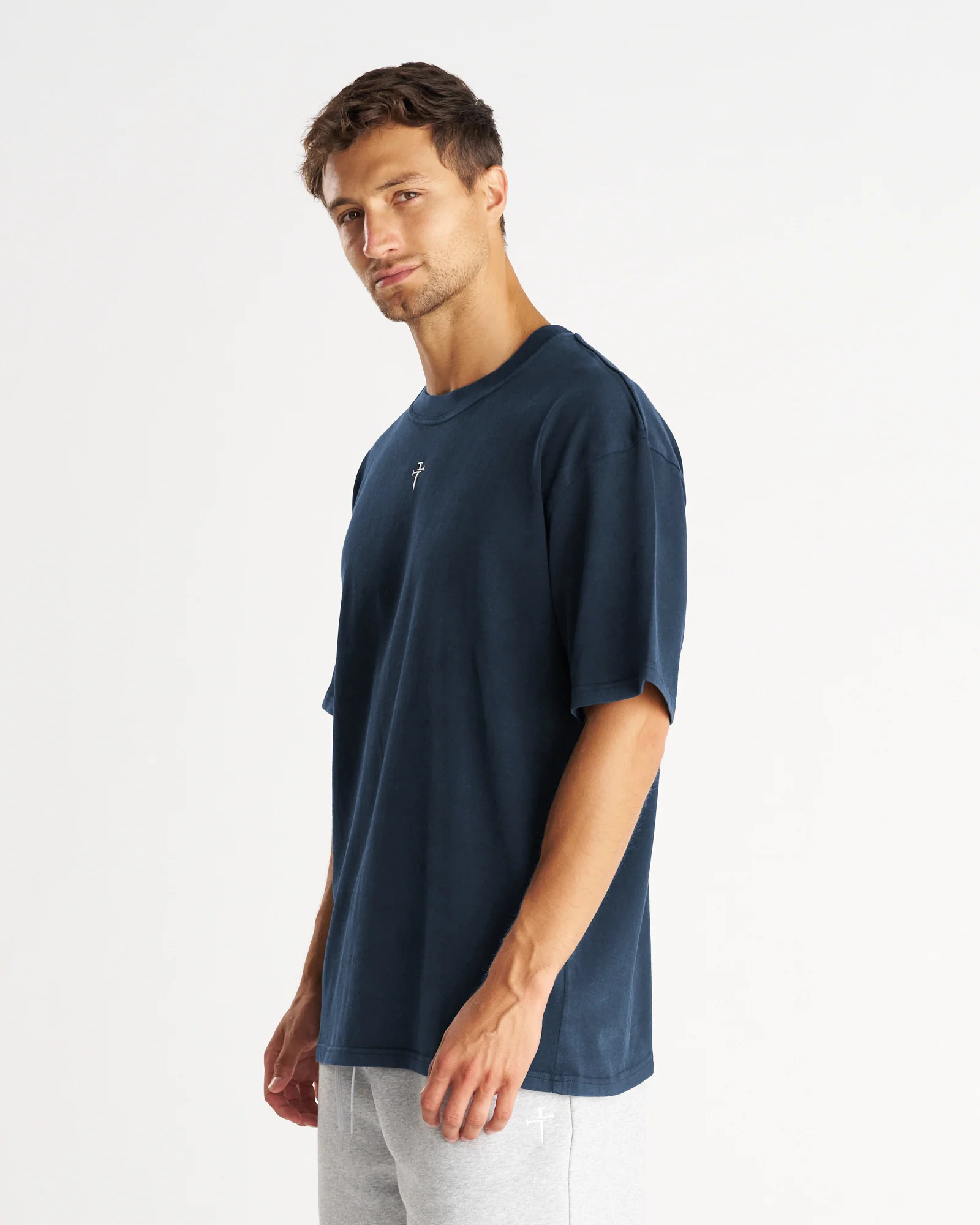 Heavyweight Cotton Oversized Tee "FHG" - Midnight Navy - Image 5